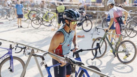 Edicin 2025 del triatln de Allariz, que tuvo que ser duatln por la suspensin de pruebas acuticas y nuticas debido a los incendios forestales.