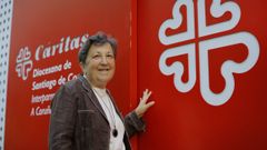 La exconselleira y directora de Critas Diocesana de Santiago, Pilar Farjas, este martes en A Corua