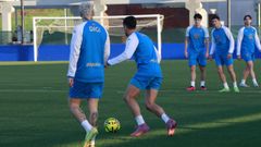 Los futbolistas del D�por, entren�ndose en el D�por Training Center de Abegondo