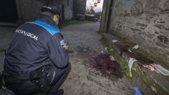 En la iglesia de Santa Susana, donde se produjo el apu�alamiento, qued� un gran charco de sangre como evidencia de la gravedad de la herida