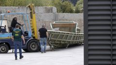 Casco base para fabricar narcolanchas incautado en el 2021 en la operacin Munari en Cambados, que luego se trasladaban a Portugal para instalar los flotadores y la parte electrnica de la embarcacin.