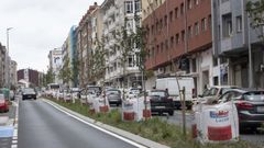 Imagen de archivo de las obras de acondicionamiento de la mediana de laN-550 en O Milladoiro (Ames)