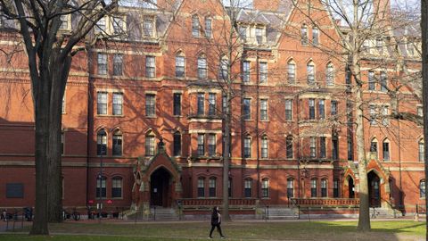 Un peat�n camina por Harvard Yard, en el campus de la universidad