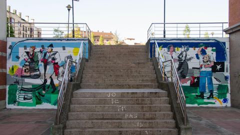 Primer mural del ovetense Manu Garc�a, realizado en El Mil�n