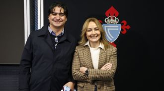 Marco Garc�s y Mari�n Mouri�o, este lunes en Bala�dos tras la renovaci�n del director de�f�tbol del Celta.