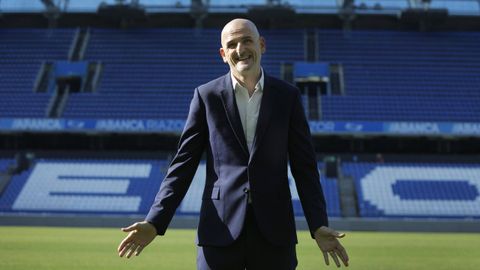 Fernando Soriano, durante su presentaci�n como director de f�tbol del Deportivo en el verano del 2023.