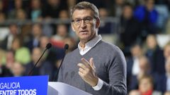 Nez Feijoo, en el mitin que el PPdeG organiz en el Multiusos do Sar antes de las municipales para presentar a sus candidatos.