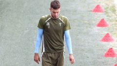El ya exjugador del Celta �scar Mingueza, el pasado mayo, en su �ltimo entrenamiento con el equipo vigu�s.
