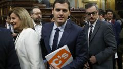 El presidente de Ciudadanos, Albert Rivera, a su llegada al hemiciclo. 