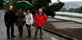 Carro, Fern�ndez, Rodr�guez y Mouzo ayer en la obra de Lires. 