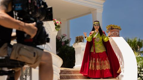 Rosa Escoda, como Kimera en el rodaje de la serie