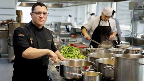Juan Carlos Agilda, en el instituto Paseo das Pontes de A Coru�a 