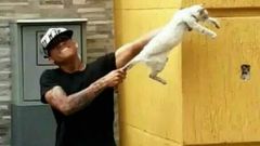 El jugador venezolano maltratando al animal