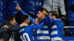 La celebraci�n del gol de Peru Nolaskoain en el minuto 95, del �ltimo D�por-Tenerife jugado en Riazor, que se remonta al 2019