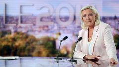 Marine Le Pen, durante su intervenci�n en TF1