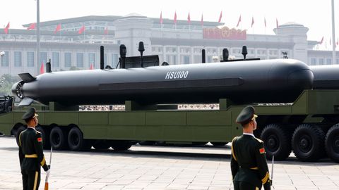 Desfile militar con motivo de la celebraci�n de la victoria de China contra Jap�n en 1945