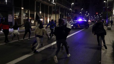 Protestas en los alrededores de la Puerta del Sol, de Madrid