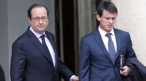 El presidente franc�s, Francois Hollande, y el primer ministro Manuel Valls