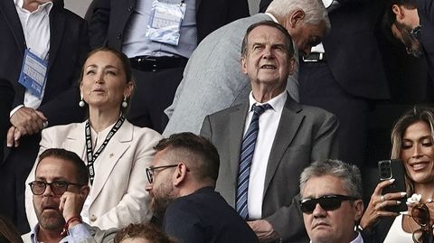 Mari�n Mouri�o y Abel Caballero, en el estadio de Bala�dos en un partido del Celta de esta temporada.