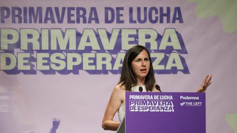 La secretaria general de Podemos, Ione Belarra, durante la jornada �Primavera de lucha, primavera de esperanza�, en el C�rculo de Bellas Artes