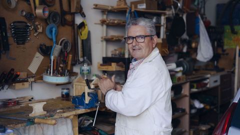 Manuel Villarino, en el taller