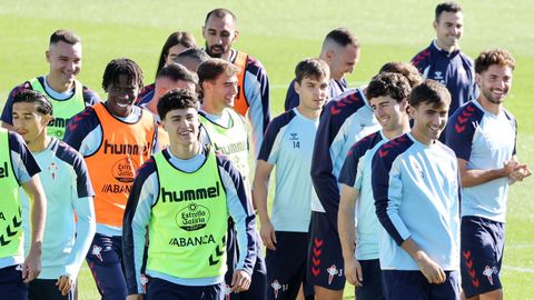 Futbolistas del Celta, en un entrenamiento.
