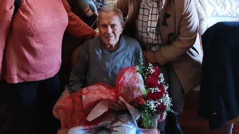 Enrique Álvarez-Pardiñas, en enero del 2022, cuando celebró los 100 años