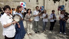 Concentraci�n organizada pola plataforma Queremos Galego na praza das Clarisas de Monforte no 2011, coincidindo co D�a das Letras Galegas dedicado a Lois Pereiro
