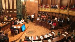 Pleno del Ayuntamiento de Barcelona, donde se aprob� instar al Congreso a impulsar una comisi�n de investigaci�n sobre los atentados del 17 de agosto