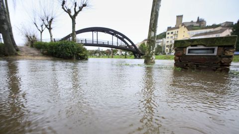 El agua lleg� a algunas zonas del paseo fluvial de Monforte