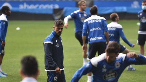 Rubn de la Barrera, durante un entrenamiento en Riazor