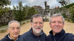 Jos� Benito Su�rez, Mariano Rajoy y Alfonso Rueda, hoy en Armenteira (Meis)