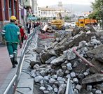 Estado actual de la calle Almu��a de Mar�n por las obras. 