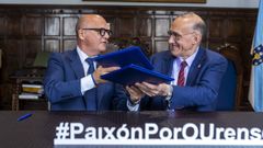 Jos� Manuel Baltar y Manuel Reigosa, en la firma del convenio.