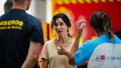 Isabel Daz Ayuso durante su visita al Parque Central de Bomberos en el marco de la campaa INFOMA 2025.