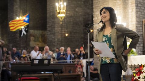 La alcaldesa de Ripoll, diputada autonmica y lder de Aliana Catalana, Slvia Orriols, durante el acto institucional con motivo de la Diada.