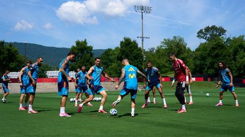 Entrenamiento de la selecci�n espa�ola de f�tbol, antes del mundial
