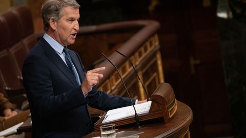 El presidente del PP, Alberto N��ez Feijoo, en la sesi�n sobre la crisis de Ceuta en el Congreso