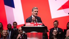 El l�der del Partido Laborista, Keir Starmer, este martes, durante su intervenci�n en el congreso de la formaci�n en Liverpool