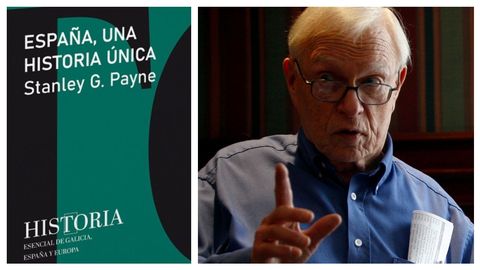 El historiador e hispanista estadounidense Stanley G. Payne y la portada de su libro en la colecci�n de La Voz