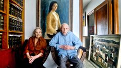 El pintor vigu�s Luis Torras junto a su mujer Mar�a Jes�s Incera, tambi�n centenaria