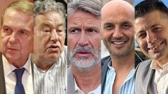 Cinco de los rostros claves en la provincia de Pontevedra para el 23M; Abel Caballero, Miguel Anxo Fern�ndez Lores, Alberto Varela, Alejandro Lorenzo y Andr�s D�az.