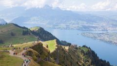 Vista a�rea del Lago Lucerne, en Suiza.