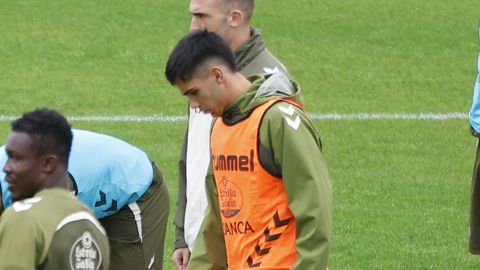 El futbolista del Celta Hugo Sotelo, en un entrenamiento reciente.