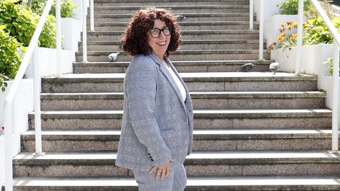 Marti&ntilde;a L&oacute;pez, ayer, antes de afrontar la subida de varios tramos de escaleras