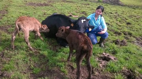 La ganadera Yaiza Rimada, con algunos de sus animales