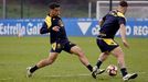 Davo, durante un entrenamiento en Abegondo