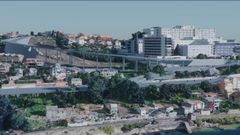 Recreaci�n virtual del futuro anillo perimetral del Novo Chuac, que se apoyar� en muro de relleno y escalar� sobre 15 apoyos de entre 5,7 y 17,3 metros de altura.