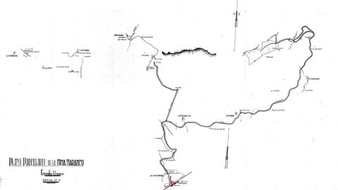 Plano del ferrocarril del Naranco. Ten�a dos ramales, uno iba hacia Villap�rez y otros hacia el Naranco