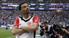 El francs Hugo Ekitike celebrando un gol con el Eintracht de Frncfort